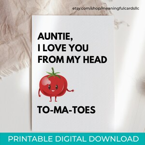 Carte imprimable DIY pour tante, jolie carte de fête des mères tante, téléchargement numérique, carte à imprimer à la maison, carte de voeux imprimable téléchargement immédiat