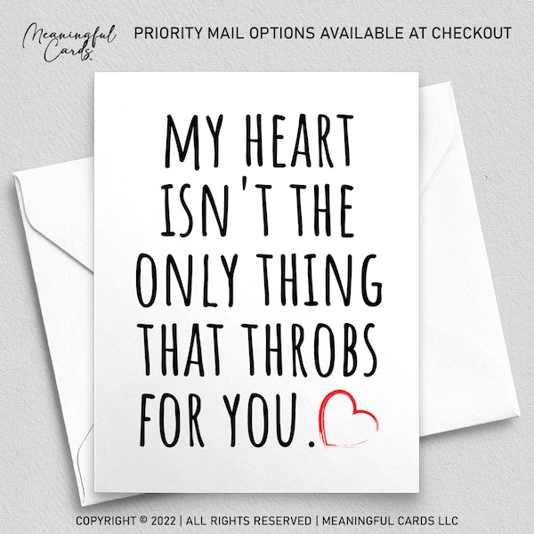 Naughty My Heart Throbs Anniversary Gift For Her, Naughty Valentines Day Card For Girlfriend, Anniversary Card Adult Birthday Card for Wife