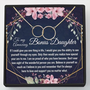 gift for bonus daughter dainty necklace, birthday gift box for bonus daughter, stepdaughter, adopted daughter, other daughter