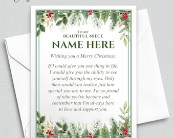 Personalized Niece Christmas Card for my Niece from Aunt / Uncle