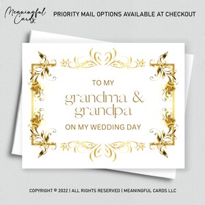 À mes grands-parents le jour de mon mariage - Carte pour grand-mère et grand-père le jour du mariage Carte pour grand-mère et grand-père