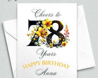 Personalized 78th Birthday Card: Floral Design