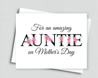 Auntie Mother's Day Card, Mothers day cards for Auntie, Floral Card For Aunt