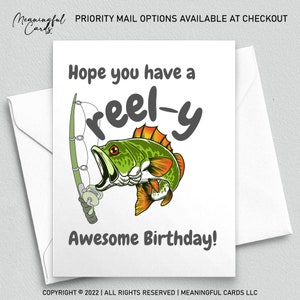 Carte d'anniversaire de pêche amusante pour les amateurs de pêche, j'espère que vous passerez un anniversaire génial
