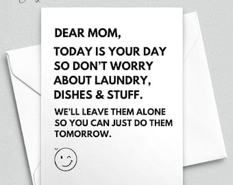 Tarjeta sarcástica para el Día de la Madre: Tarjeta de cumpleaños divertida para mamá