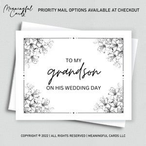 À mon petit-fils le jour de son mariage - Carte de la grand-mère du marié, carte le jour du mariage pour petit-fils