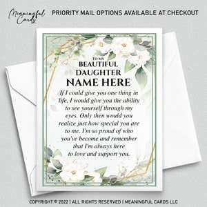 Carte fille personnalisée, carte spéciale attentionnée pour fille Carte fille joyeux anniversaire faite main, verdure