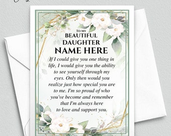 Personalized Daughter Card, Greenery Floral Design