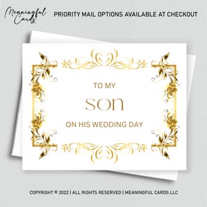 To my Son on His Wedding Day - Card from Mother of the Groom, Wedding Day Card for Son
