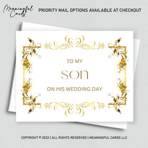 To my Son on His Wedding Day - Card from Mother of the Groom, Wedding Day Card for Son