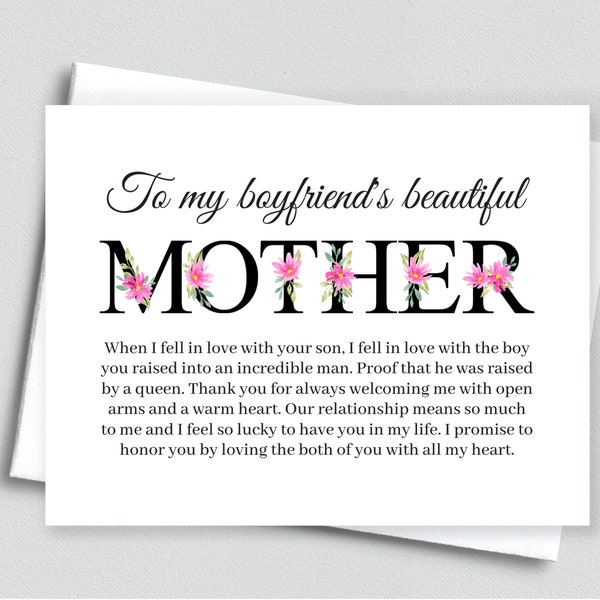 Boyfriend Mom Birthday Card Etsy