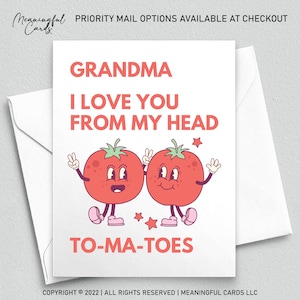 Jolie carte pour grand-mère, drôle de jeu de mots tomate carte d'anniversaire grand-mère, drôle de carte de fête des mères, drôle de carte pour grand-mère, grand-mère, Memaw Gigi Mimi