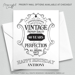 Personalized Funny Birthday Card for Men with Age and Name, Snarky Custom Men's Birthday Card, Vintage Male Birthday Card