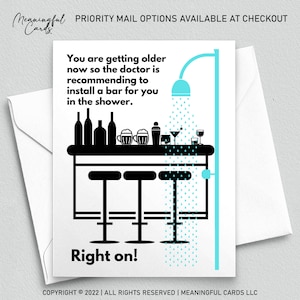 Funny Birthday Card for Him, Install a Bar in the Shower, Snarky Rude Inappropriate Birthday Card