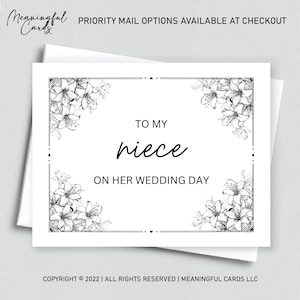 À ma nièce le jour de son mariage - carte pour nièce, carte de mariage pour nièce