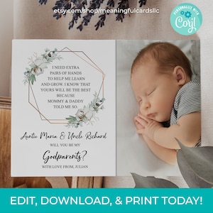 EDITABLE DOWNLOAD will you be my godparents printable download godparents card godparents proposal instant download godparents poem picture