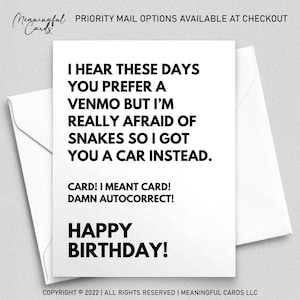 Carte d'anniversaire amusante pour petite-fille et petit-fils ado, cartes d'anniversaire rigolotes pour adolescent, correction automatique Venmo, cartes de Noël rigolotes