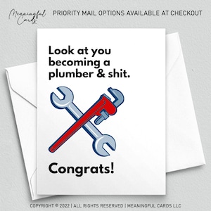 Funny Plumber Graduation Card, New Plumber Gift