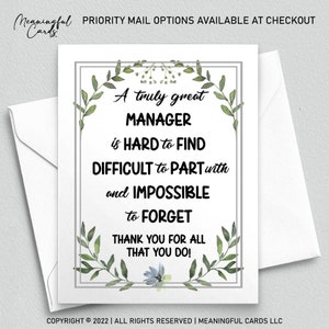 Cadeau carte de remerciement pour manager