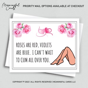 Les roses sont rouges - Cadeau d'anniversaire pour lui de sperme coquin partout sur vous | Carte d'anniversaire coquine pour homme Carte d'anniversaire sexy pour petit ami et mari