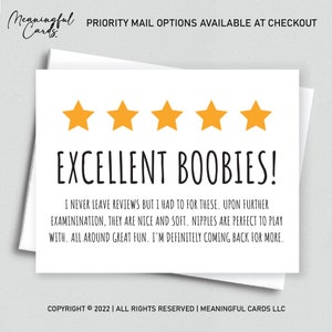 Cadeau d'anniversaire 5 étoiles Naughty Boobies pour elle, carte de Saint Valentin sale pour petite amie, carte d'anniversaire torride pour femme
