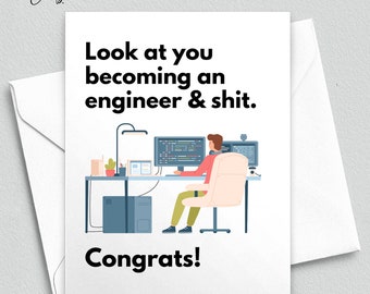 Funny Engineer Graduation Card, New Engineer Gift