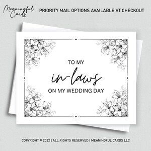 À mes beaux-parents le jour de mon mariage - Cadeau pour beaux-parents, carte de mariage pour beaux-parents