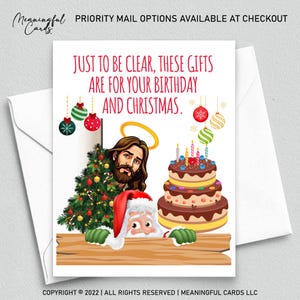 Funny December Birthday Christmas Card