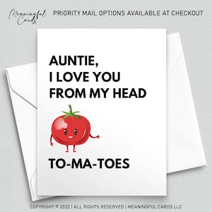 Jeu de mots tomate drôle pour tante, carte d'anniversaire tante, carte drôle de fête des mères, carte drôle pour tante, carte tante