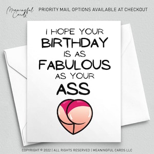 Naughty Dirty Birthday Fabulous As Your Ass Birthday Gift For Her | Naughty Card For Women - Sexy Birthday Card Girlfriend Wife
