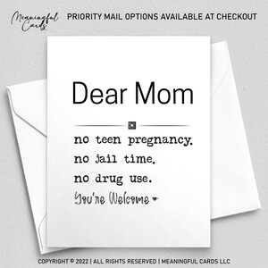 Mother&#39;s Day & Birthday Card | You&#39;re Welcome | Funny Mother&#39;s Day Cards | Sarcastic Cards for Mom