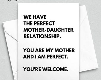Tarjeta divertida para el Día de la Madre: Tarjeta de felicitación sobre la relación madre-hija