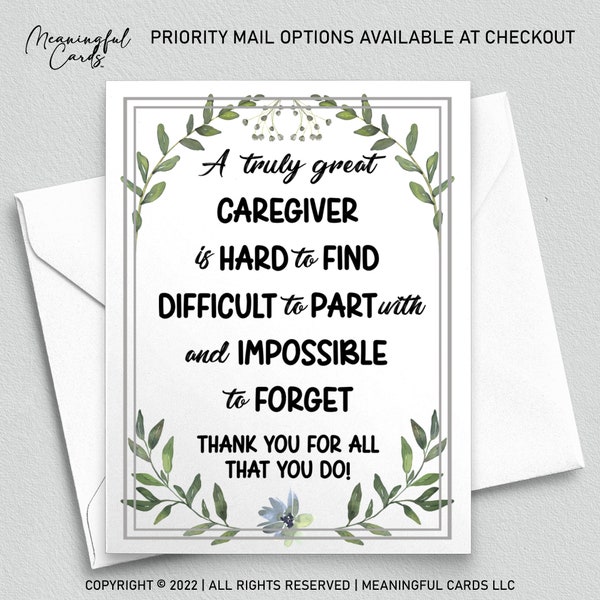 Caregiver Thank You Card Gift for Caregiver