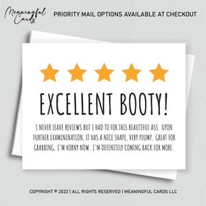 Naughty Booty 5 Stars Anniversary Gift For Her | Dirty Valentines Day Card For Girlfriend | Anniversary Card Raunchy Birthday Card for Wife