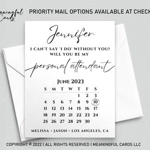 Carte de proposition d'accompagnateur personnel, calendrier minimaliste à réserver pour une date, carte d'accompagnateur personnel, serez-vous mon accompagnateur personnel ? Carte personnalisée