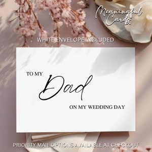 To my Dad on My Wedding Day - Minimalist Card for Mom and Dad on Wedding Day Card for Mother & Father
