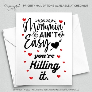Mommin Ain't Easy You're Killing it, Cartes drôles de fête des mères, carte parentale nouvelle maman pour un ami