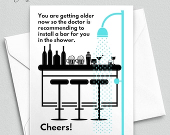 Funny "Install a Bar in the Shower" Birthday Card