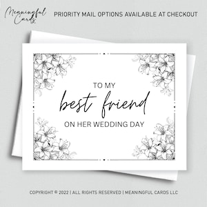 À ma meilleure amie le jour de son mariage - Carte pour meilleure amie le jour du mariage