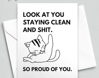 Funny Sobriety Card, Recovery Gift, Staying Clean