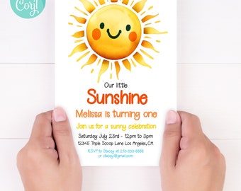 Our Little Sunshine Birthday Invitation, Summer 1st Party (Digital Download)