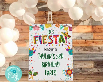 Editable Fiesta Birthday Party Welcome Sign, Mexican Themed Birthday Welcome Sign Printable Birthday Party Sign, Yard Sign Download - 0100