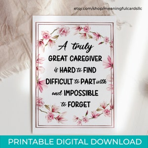 DIY Caregiver Thank You Card Gift for Caregiver Digital Download Printable Print at Home Card