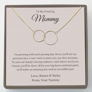 Mommy To Be Necklace from Baby in the Womb, Expecting Mother to Be Gift for New Mom, Baby Shower Gift, Love Kisses and Kicks from your Tummy