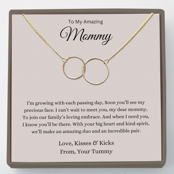 Mommy To Be Necklace from Baby in the Womb, Mothers Day Gift for New Mom, Baby Shower Gift, Love Kisses and Kicks from your Tummy