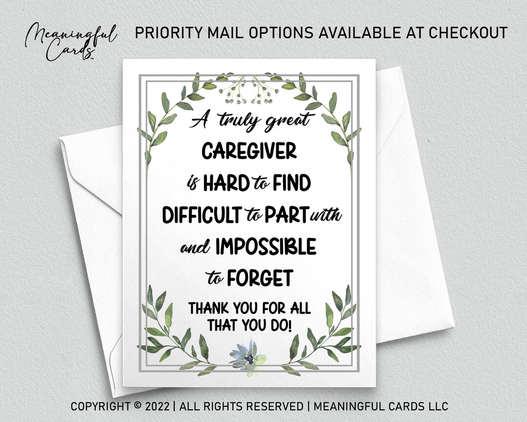 Caregiver Thank You Card Gift for Caregiver Gift Card for - Etsy