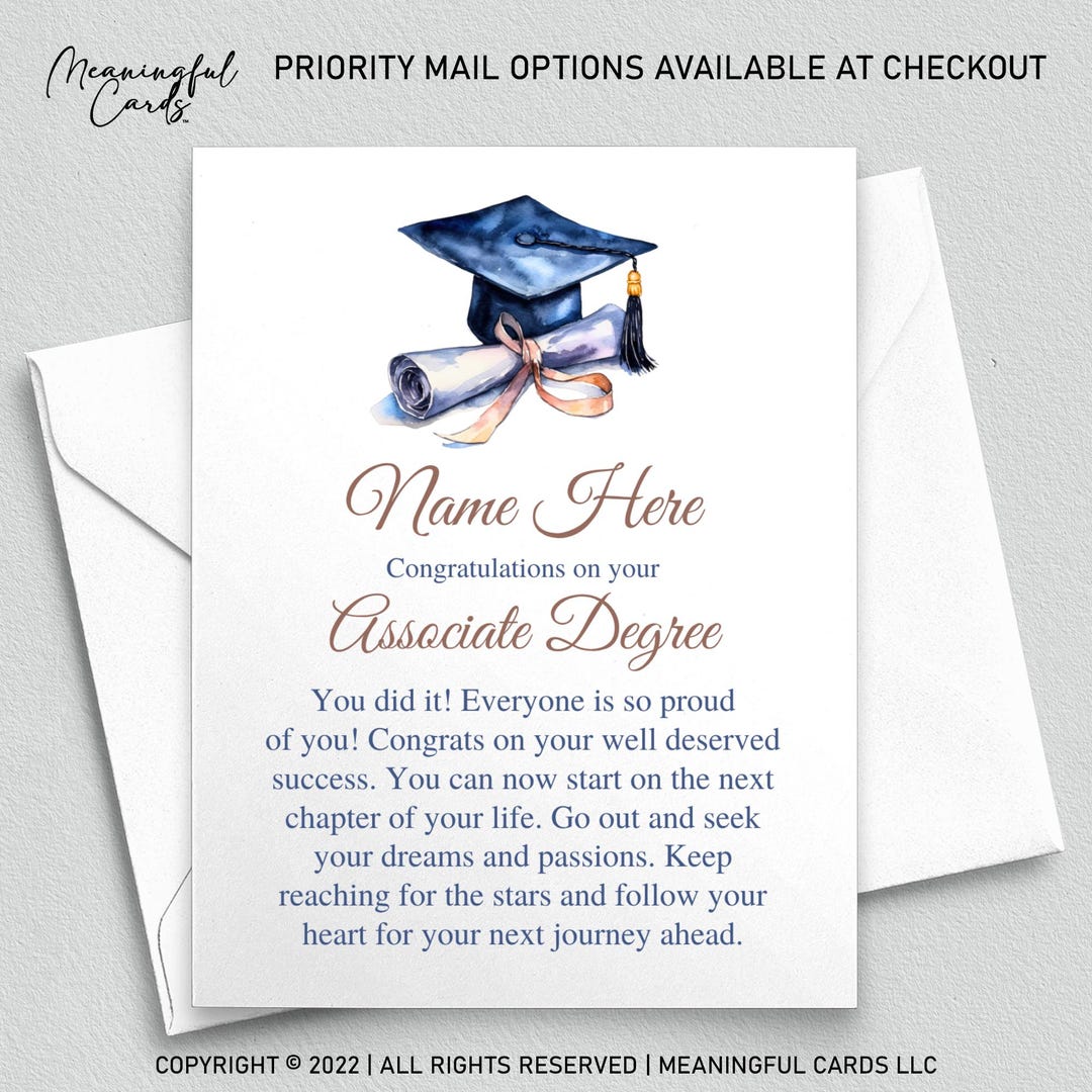 Personalized Associate Degree Graduation Card - AS Graduate Gift - Etsy