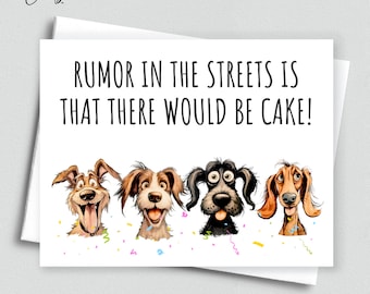 Funny Dog Birthday Card, Cake Sarcastic Greeting