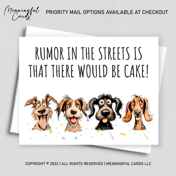 Funny Dog Birthday Card, Cake Sarcastic Greeting