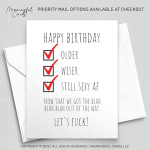 Toujours aussi sexy - carte d'anniversaire pour votre petit ami, petite amie, mari, femme ou partenaire - carte coquine adulte pour lui